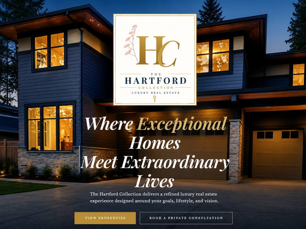 The Hartford Collection luxury real estate website