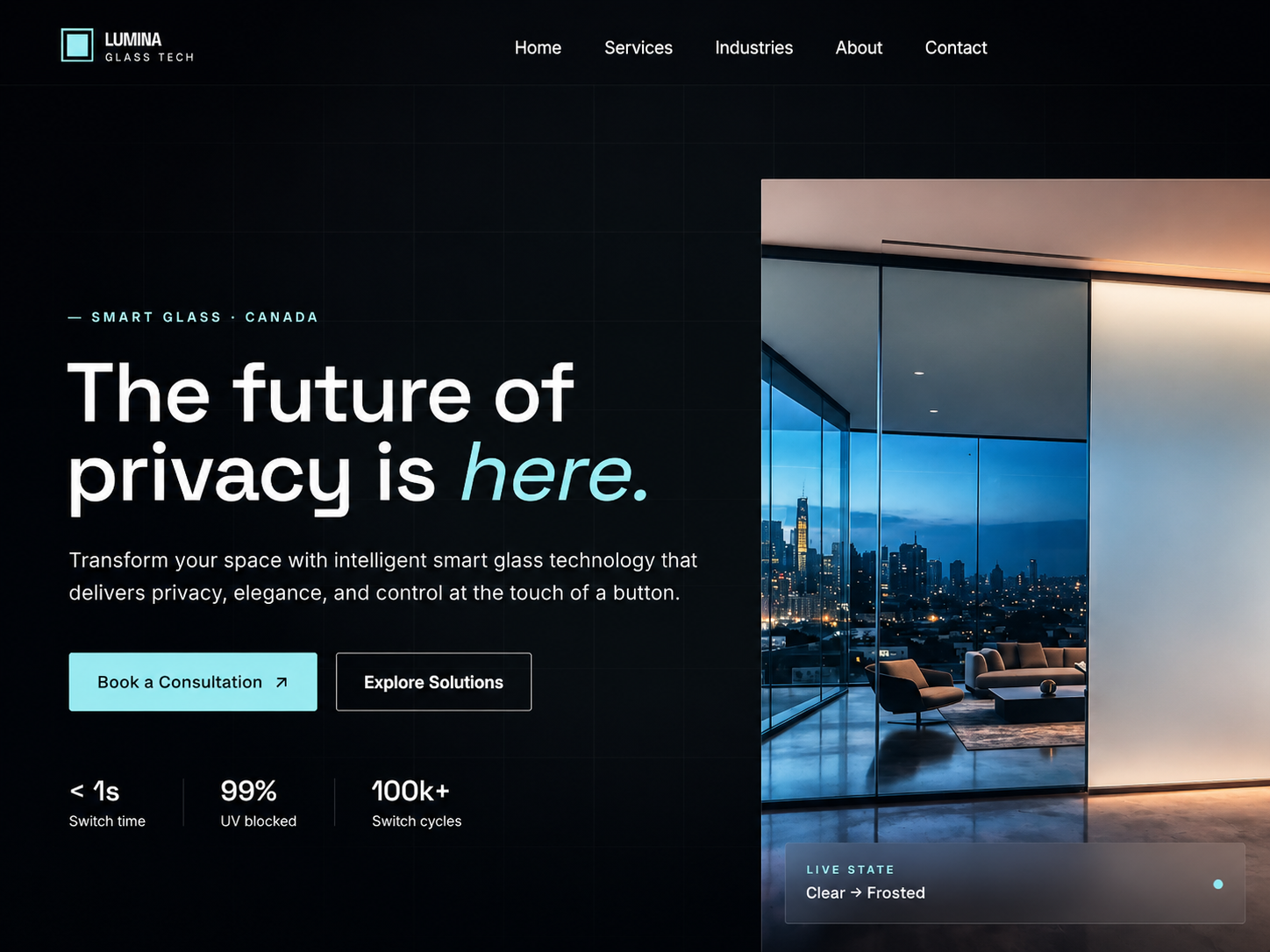 Lumina Glass Tech website design